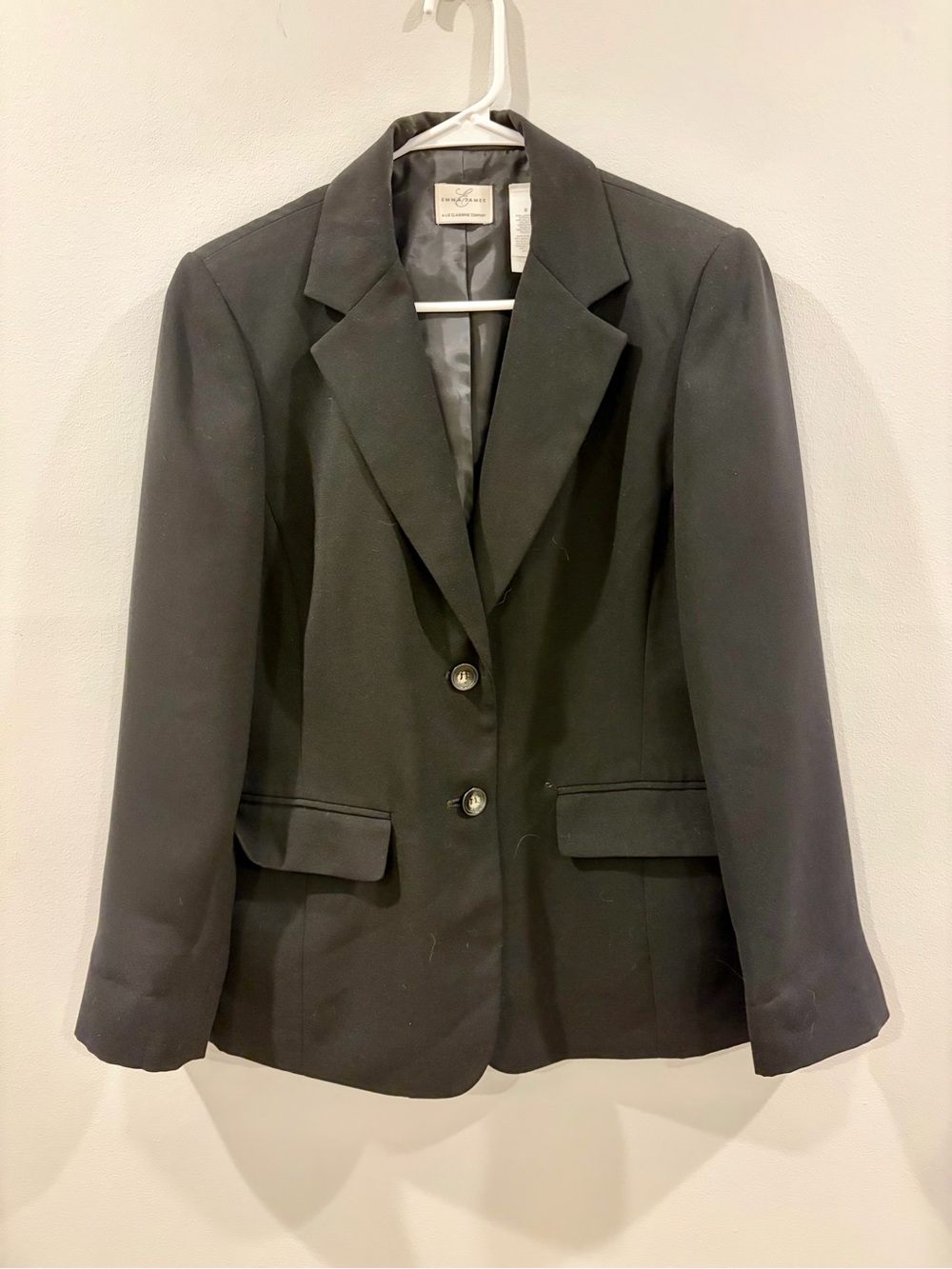 Liz Claiborne Emma James Black Women's Two-Button Blazer Sz 8